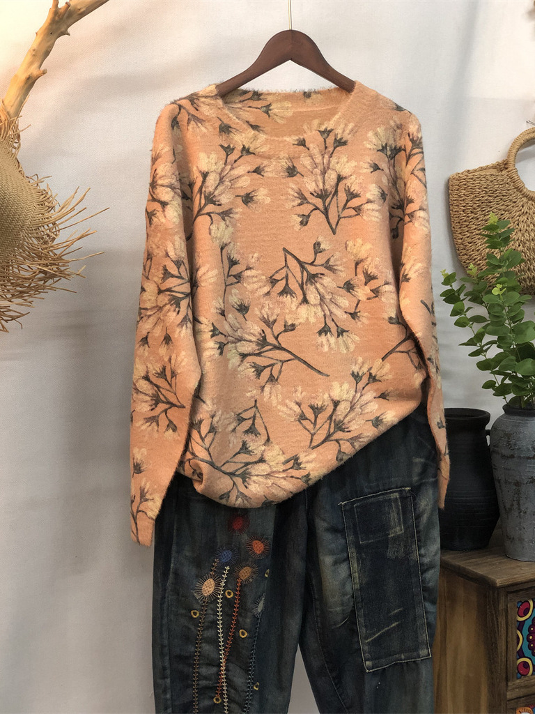 Tops Autumn and Winter New Sweaters Women's Sweaters Soft and Waxy Thick Round Neck Sweaters Lazy Style Loose Pullovers Wholesale