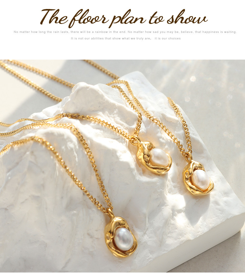 Fashion Geometric Titanium Steel Necklace Plating Pearl Stainless Steel Necklaces