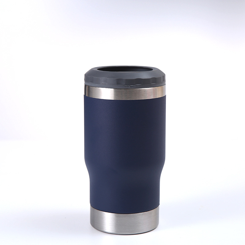 Transfronterizo 14oz al aire libre portátil tanque de frío de doble capa de pulverización de vacío taza de aislamiento de plástico creativo auto-construido abridor de botellas de vidrio de cerveza