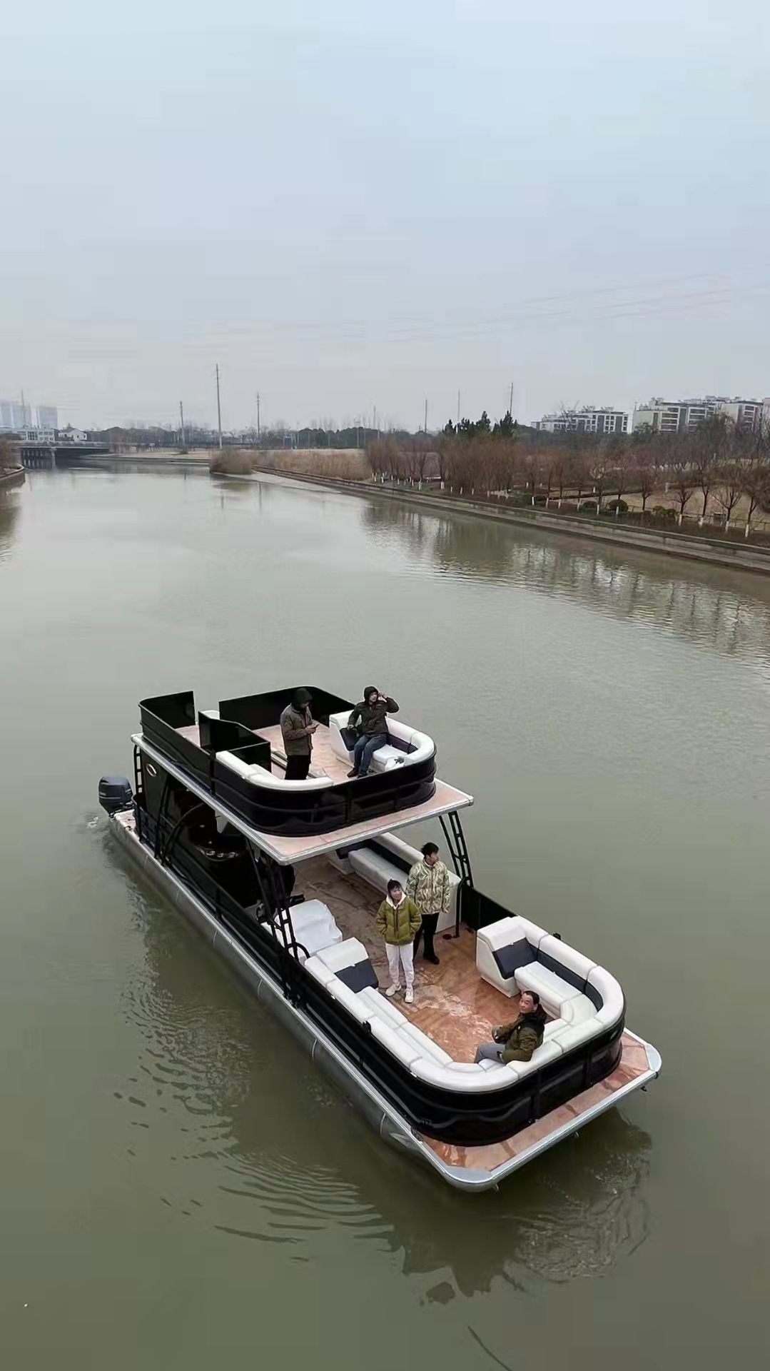 铝合金船双体浮筒船房船铝合金房艇休钓艇景区船画舫海钓艇-阿里巴巴