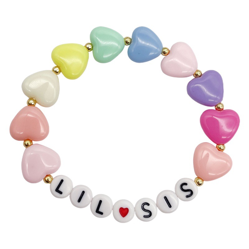 Big Sis Letter Bracelet European and American Popular Color Love Heart Bracelet Women's Amazon Hot Sale