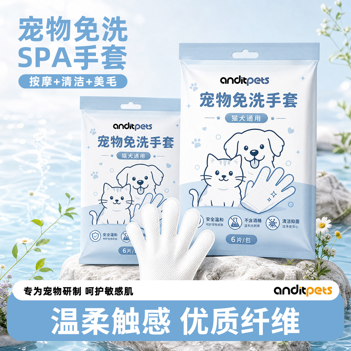 애완 동물 워시 프리 장갑 일회용 수영복 애완 동물 용품 탈취제 드라이 클리닝 고양이 개 물티슈 스페셜