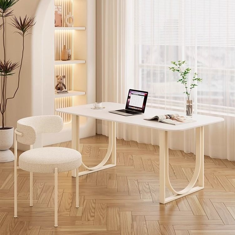 French Cream Style Slate Desk and Chair Home Desktop Computer Table Office Desk Internet Celebrity Living Room White Tea Table Dining Table