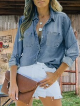 A 15087 Autumn Casual Denim Shirt ţ�г��� ŷ������羳����