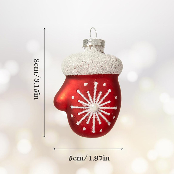 Red glass design Christmas cute winter gloves