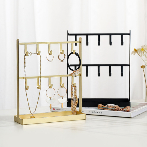European-style hook jewelry stand desk vanity earring storage rack double-layer necklace organizer accessory jewelry display stand
