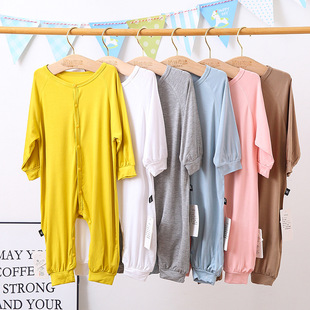 Summer thin long sleeve modal Ice Silk clothes jumpsuit baby romper spring and autumn baby pajamas newborn