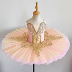 国境を越えた新しいエレガントなピンクの舞台バレエドレス、ダンスパフォーマンス衣装、女の子のプリンセスドレス、パフォーマンス練習着