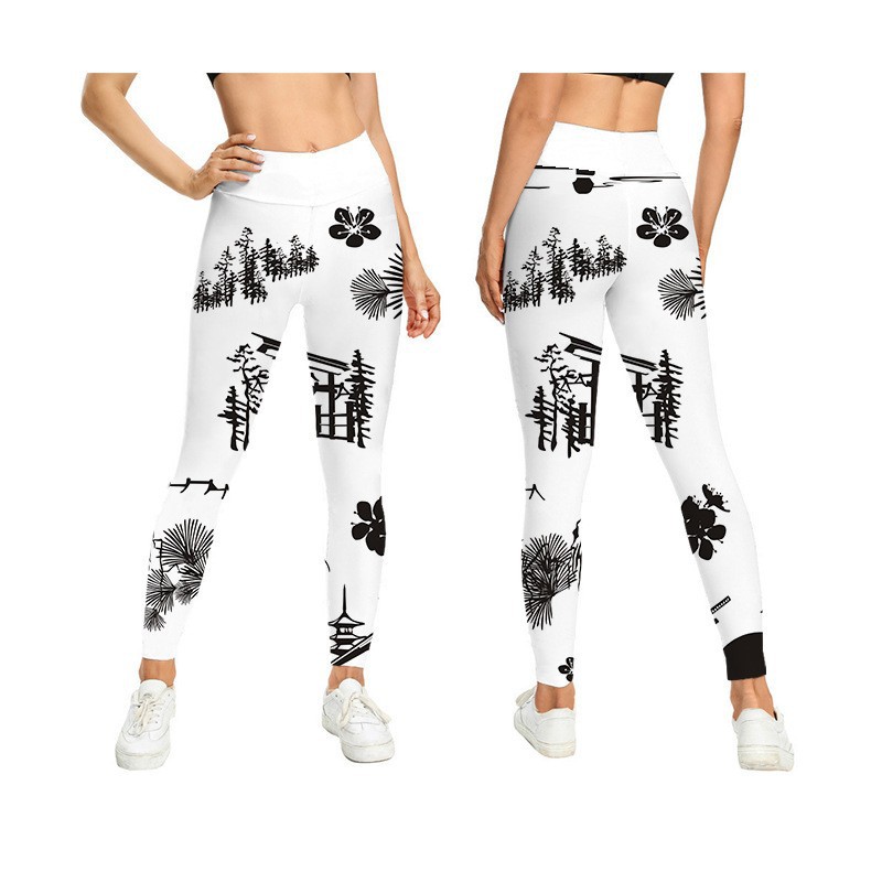 Transfronterizos Europa y Estados Unidos impresa pantalon de calzado de calzado de mujer elevación de cadera apretada bottom diaria pantalones deportivos casuales 2026