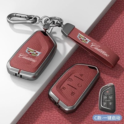 Ct5 Ct6 Atsl Xts — Car key bag - standard-type-c-one-click-start-volcanic-red-zinc-alloy-shell-hardware-bracelet