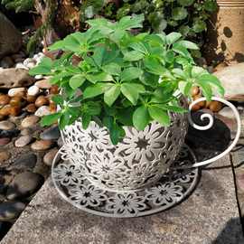 花盆架家用户外庭院花园客厅花架创意艺术阳台装饰铁艺咖啡杯花架