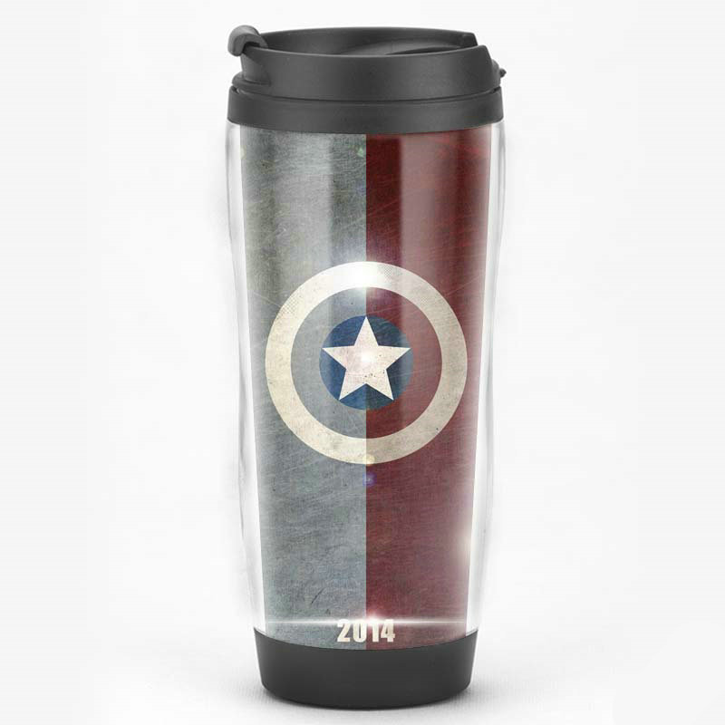 Equipo de EE. UU. Película de superhéroes que rodea al Capitán América Regalos Recuerdos de los fanáticos Taza de agua Taza de café con tapa