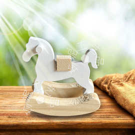 跨境木制Dollhouse娃娃屋迷你实木小木马小摇马木质古典家居玩具