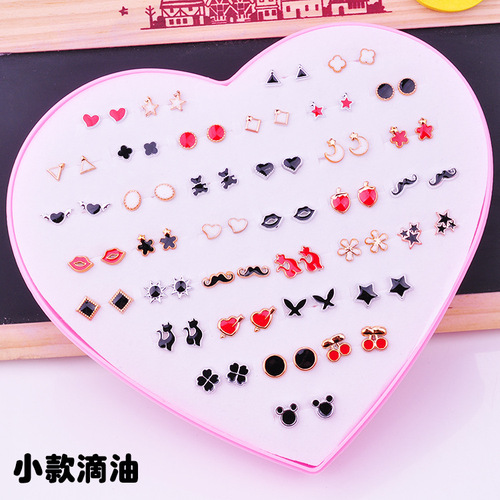 Temperament love earrings earrings women's earrings set jewelry stall supply wholesale plastic resin