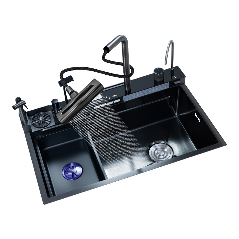Nuevo soporte de teléfono celular de ballenas gran tanque de acero inoxidable de alta calidad grueso lavabo cascada gran tanque de pantalla digital