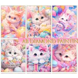 新款AB钻手工贴钻卡通温馨小猫合集钻石画5d马赛克钻石十字绣家居
