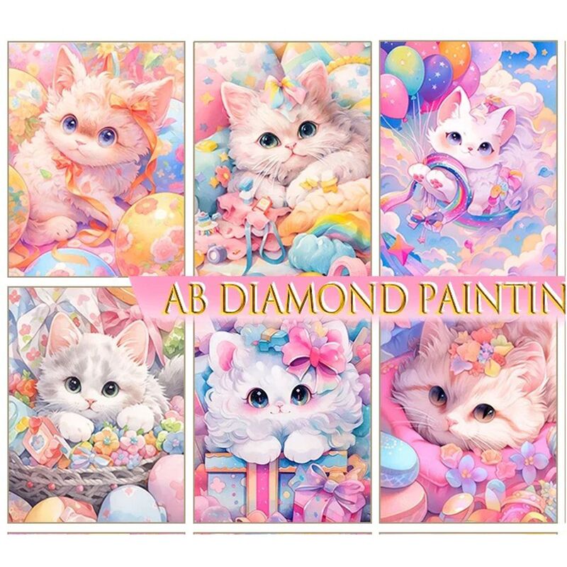 New Ab Diamond Handmade Diamond Cartoon Warm Kitten Collection Diamond Painting 5D Mosaic Diamond Cross Stitch Home