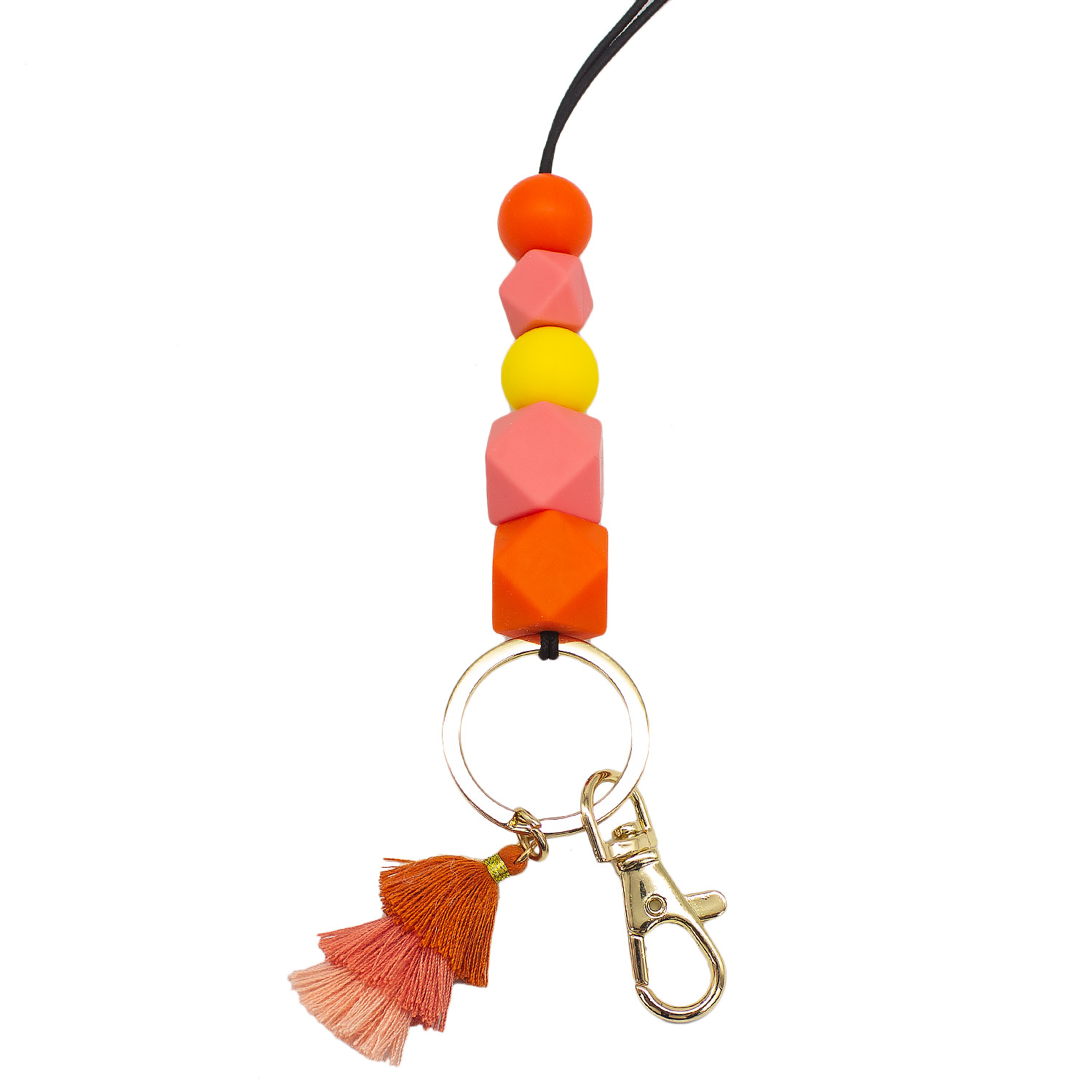 Cordón de cuentas de silicona de dibujos animados collar de goma suave Estudiante Adulto fiesta universal colgante borla cordón llavero