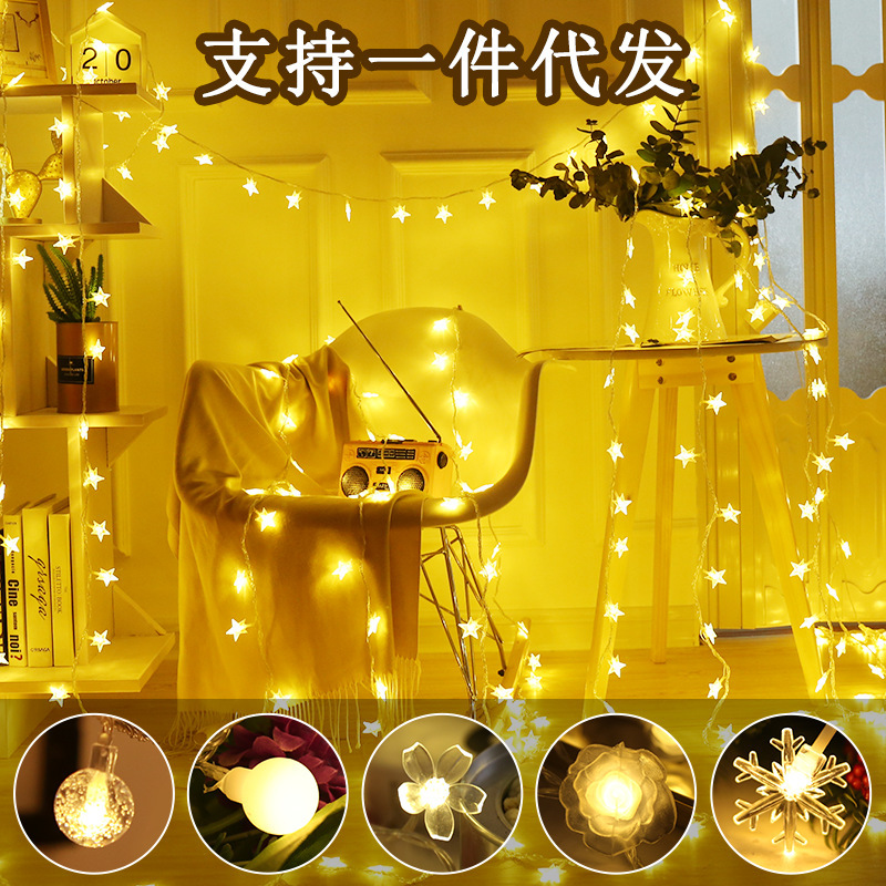 Led String Lights Solar Star Lights Christmas Atmosphere Lights Outdoor Camping Style Tent Canopy Decorative Light Strips