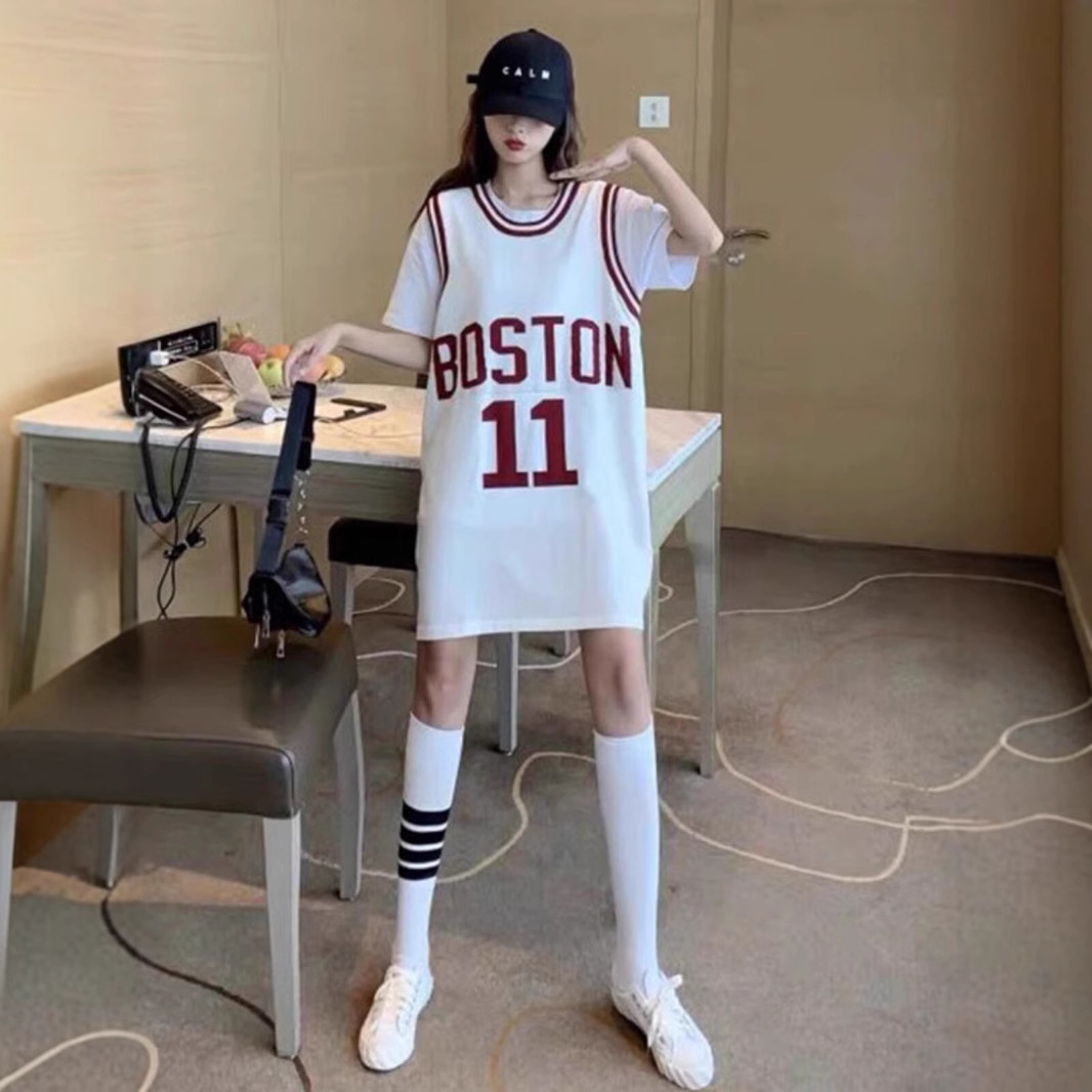 无袖t恤女夏2025新款球衣外穿中长款篮球服宽松bf风休闲运动背心