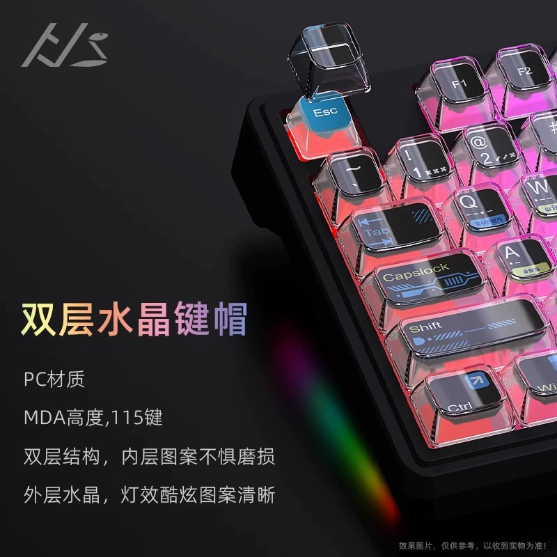 Клавиша-ключ Black JSnake? Keycap Double-layer Crystal Coral Love MDA Высота PC Материал 115-ключ механическая клавиатура Несколько компоновок