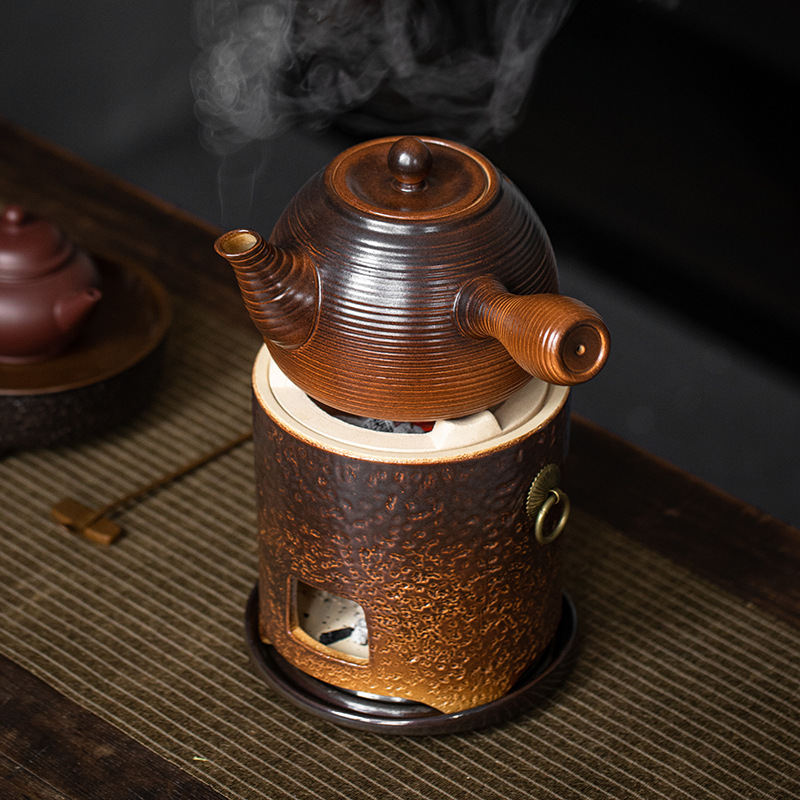 复古陶壶煮茶器家用户外提梁壶明火耐热烧水壶碳炉酒精炉茶壶底座