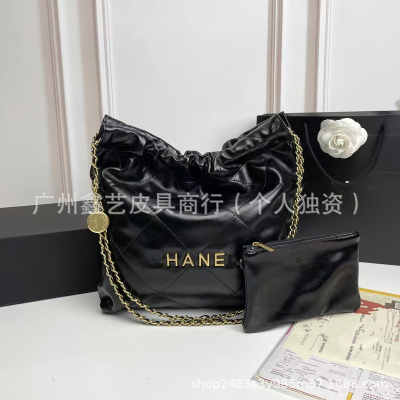 Logo22Bag Small Fragrant Quilted Genuine Leather Trash Bag Style Large Capacity Single Shoulder Underarm Bucket Tote Women's Bag Versatile Logo22Bag Small Fragrant Quilted Genuine Leather Trash Bag Style Large Capacity Single Shoulder Underarm Bucket Tote Women's Bag Versatile