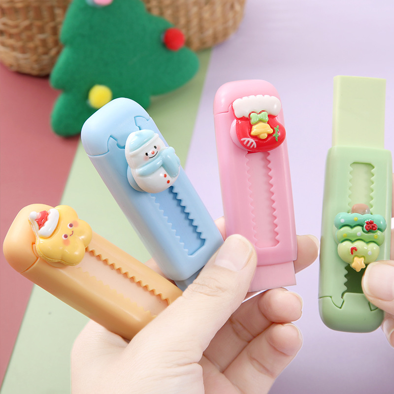 Borrador Push-Pull de Navidad lindo que no marca borrador retráctil limpio Push-Pull borrador examen suministros papelería lote
