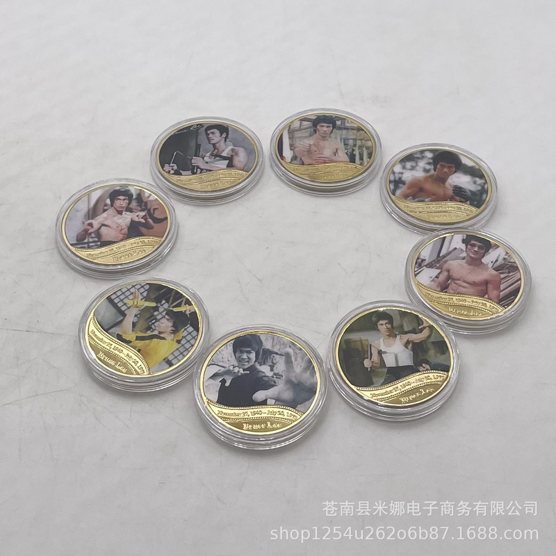 Bruce Lee commemorative coin die-cast sticker badge plastic gold foil banknote paper note crafts factory wholesale can be ordered