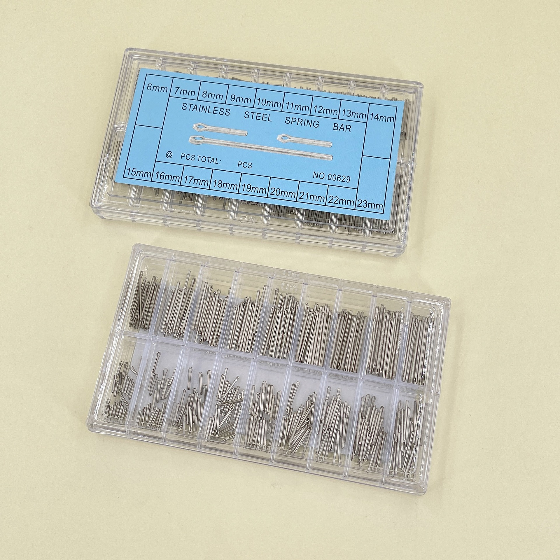 手表钢带连接轴配件开口销插销卡针发夹表针固定轴钨钢针盒装18格