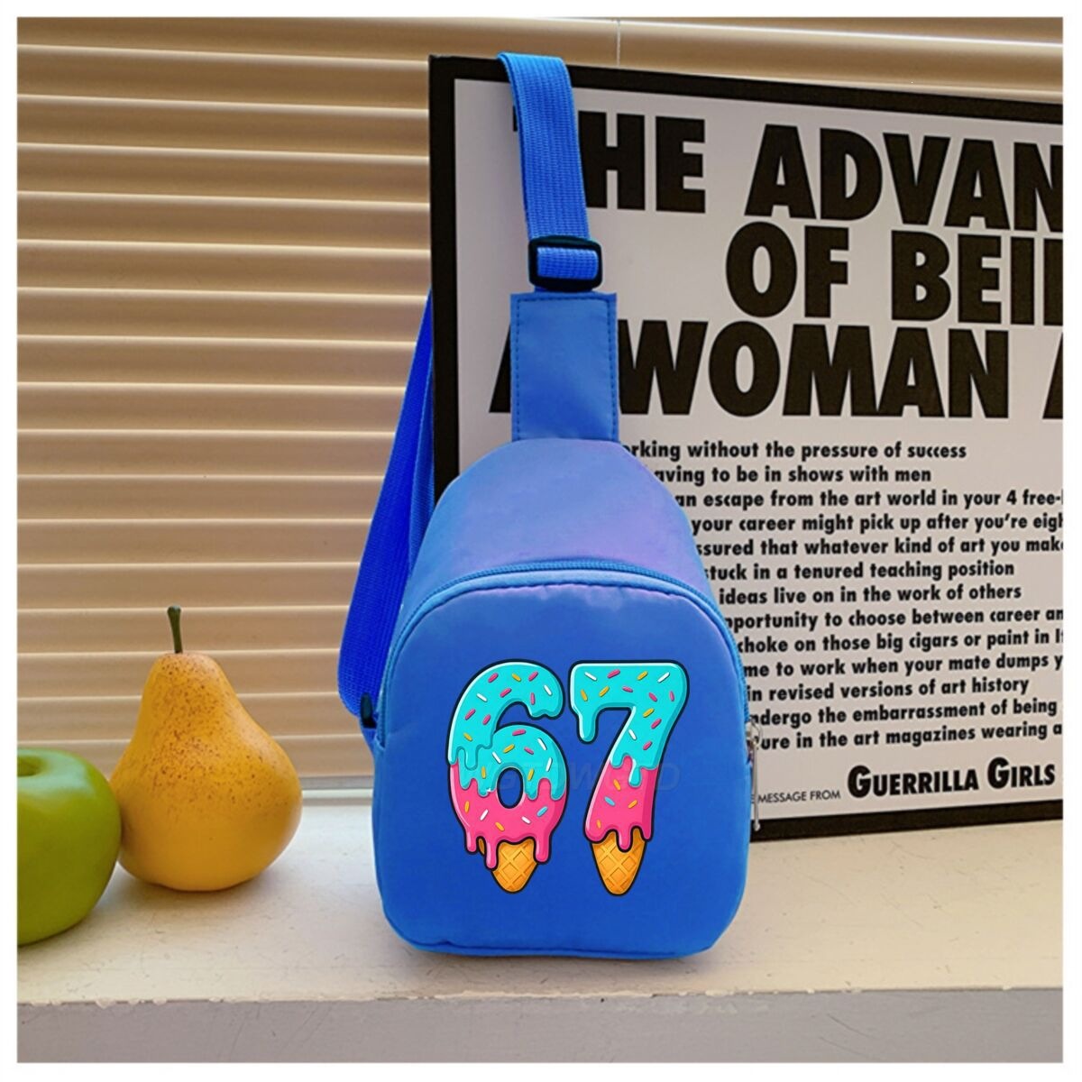 Amazon Six Seven 67 popular printed Korean-style trendy crossbody bag, lightweight casual children's chest bag