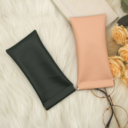 PU soft leather sunglass case, sunglasses sunwear storage bag, spring-loaded automatic closure, eyewear dustproof, portable storage sleeve