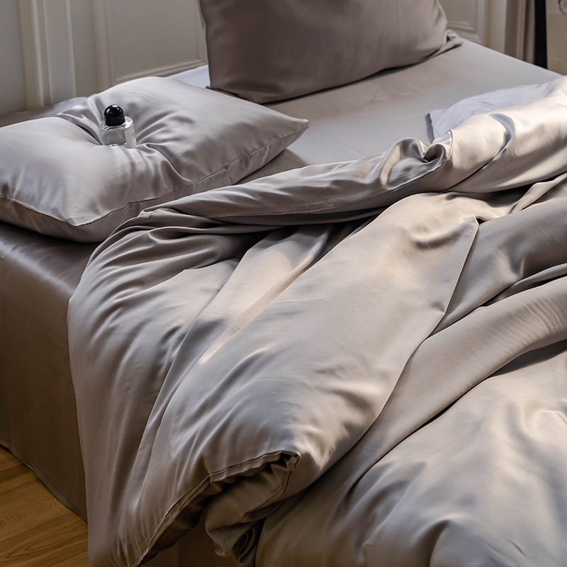 60 Lyocell Lanjing Tencel Quilt Cover One Piece Class A Cool Solid Color Quilt Cover Three Piece Summer Single Quilt Cover