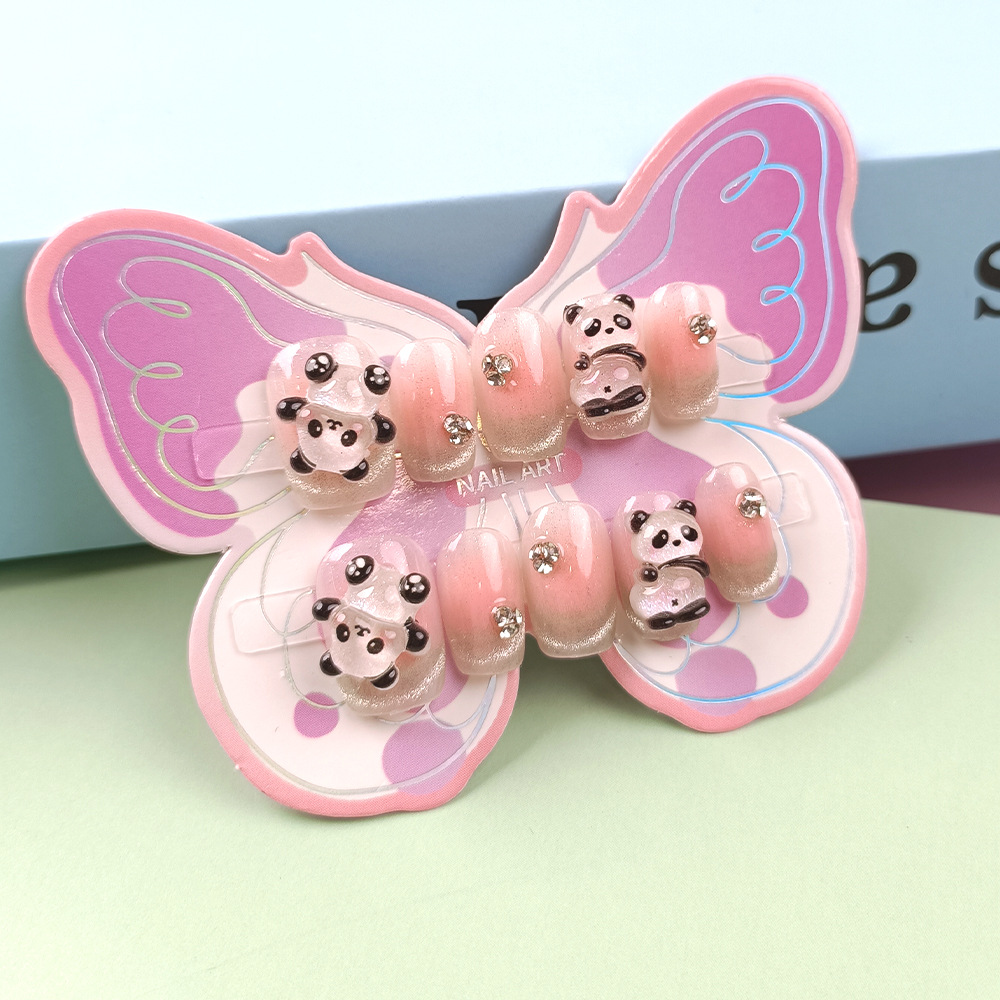 Parche de uñas de ojos de gato para niños grandes franceses lindo arte de uñas de dibujos animados de niña 10 piezas