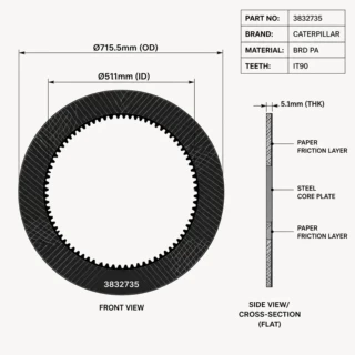 3832735CATERPILLAR纸基摩擦片BRD PA IT90 715mm 离合器片 变
