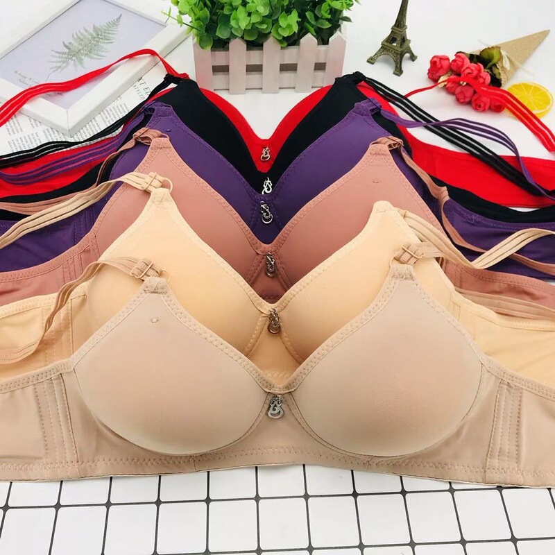 Factory Direct Sales Vietnamese Glossy Sleep Thin Non-Wired Bra for Middle-Aged and Elderly People B Cup Hot Style Three-Breasted 44