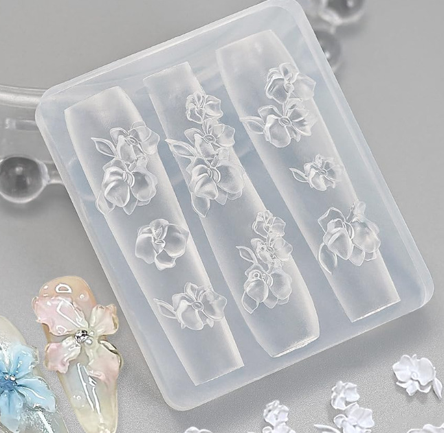 Nail Art 3D Molde de silicona suave Herramientas de tallado Bowknot Nail Art Relieve Joyería de epoxi Nail Art Molde de silicona