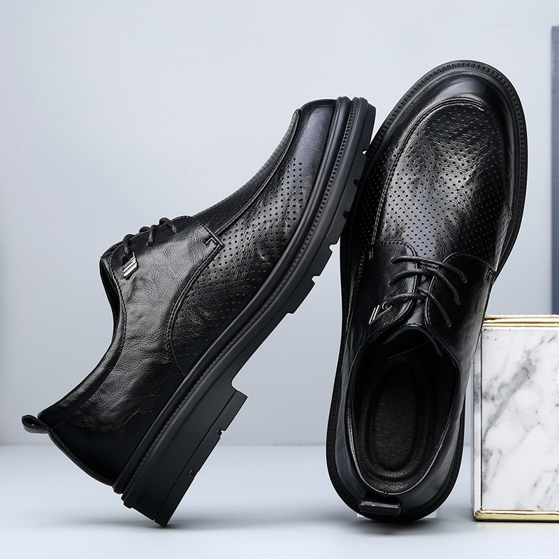 Zapatos de cuero para hombres nueva tendencia transpirable, suela blanda para hombres, viajes de negocios, zapatos de ocio, zapatos de boda, zapatos de moda para hombres