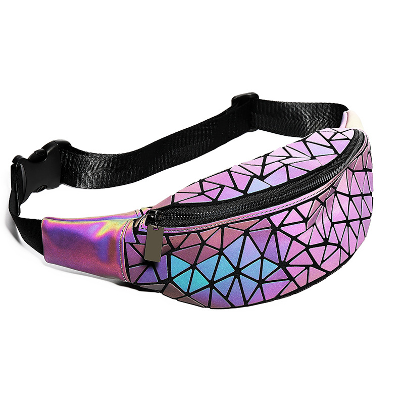 Bolsa de pecho de estilo deportivo 2021 verano Nueva bolsa de cintura luminosa mujer ins Moda geométrica rombo bolsa de mensajero
