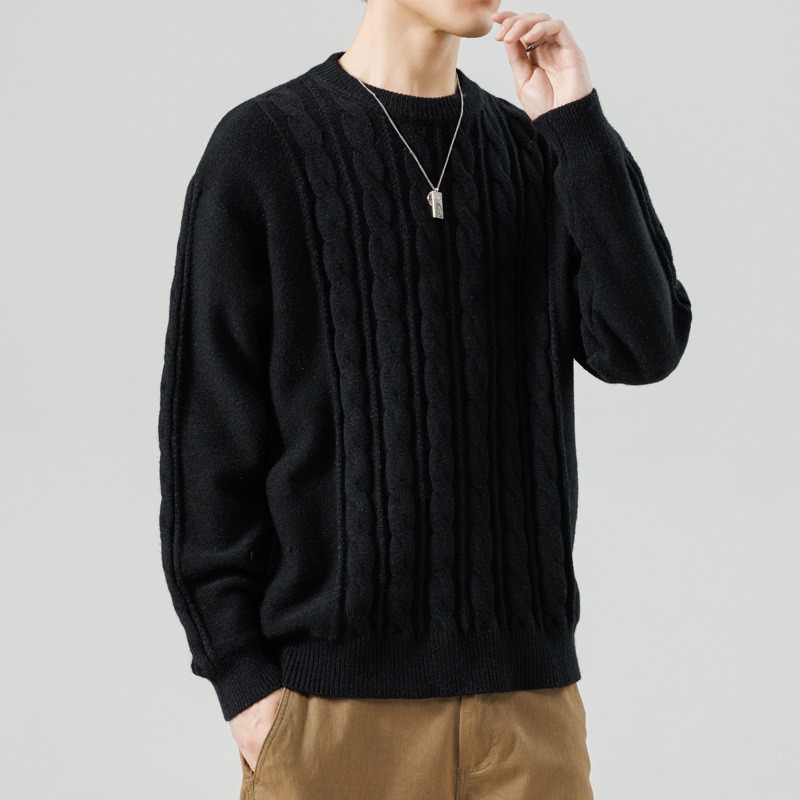 Personalización de suéter de cuello redondo de torsión primavera y otoño 2024 nuevo estilo simple casual versátil joven chaqueta de lana