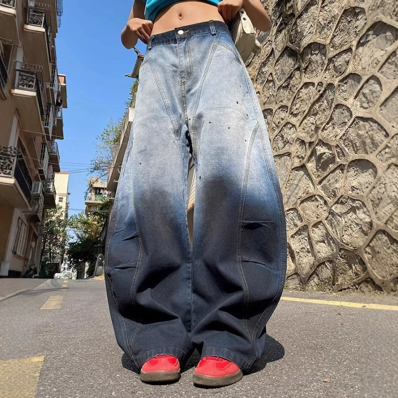 Retro three dimensional jeans, trousers, American style, oversize