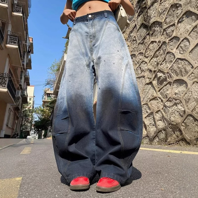 Retro three dimensional jeans, trousers, American style, oversize