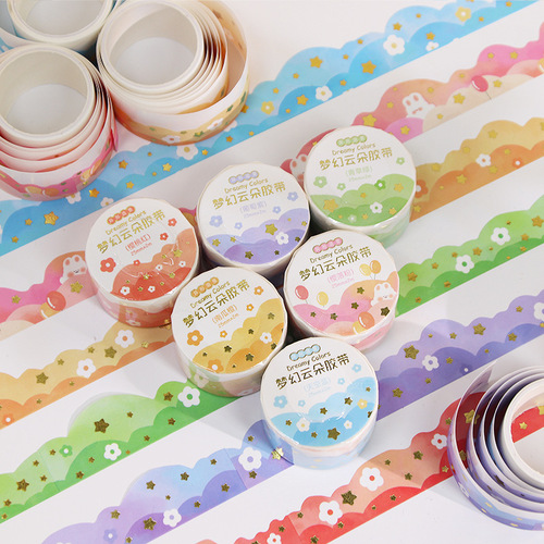 Fantasy cloud tape creative landscaping hand ledger sticker gradient cloud special shape washi tape hand ledger collage material