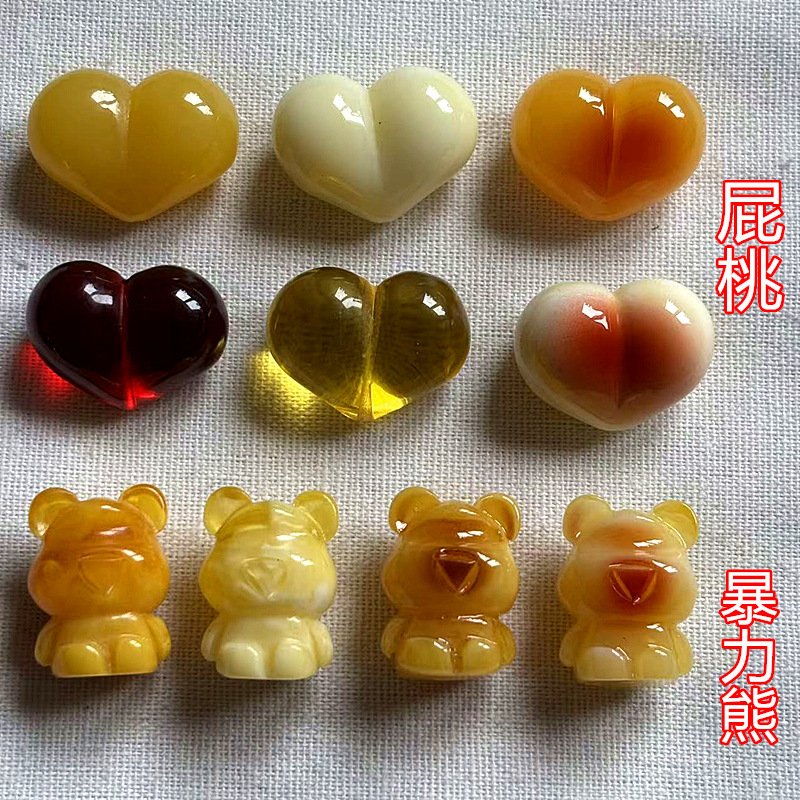 Amber Bear Beeswax Peach DIY Accessories Handmade Woven Bracelet Necklace Cultural Toy Buddhist Bead Pendant Bracelet Accessories Amber Bear Beeswax Peach DIY Accessories Handmade Woven Bracelet Necklace Cultural Toy Buddhist Bead Pendant Bracelet Accessories