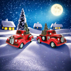 クロスボーダー新品樹脂置物工芸品クリスマスカーディガン車赤プルクリスマスツリーledライト点滅装飾