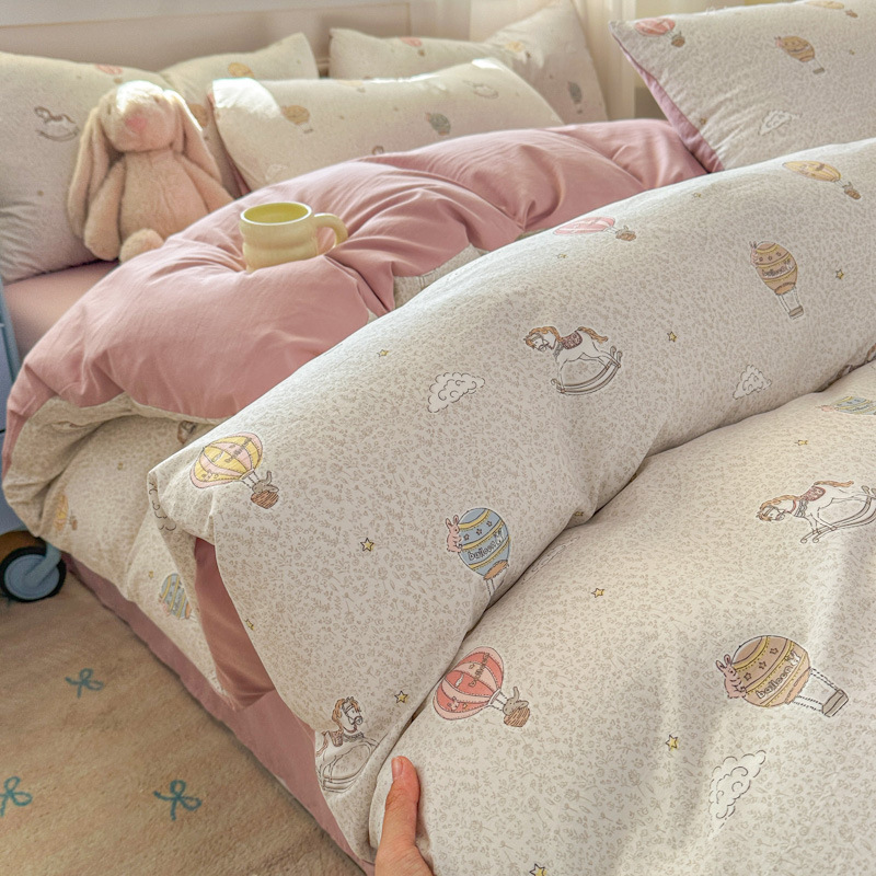 Cama de clase A ultra suave para madres y bebés con cuatro piezas de algodón puro desnudo para dormir sábanas de doble hilo cubierta dormitorio con tres y cuatro piezas