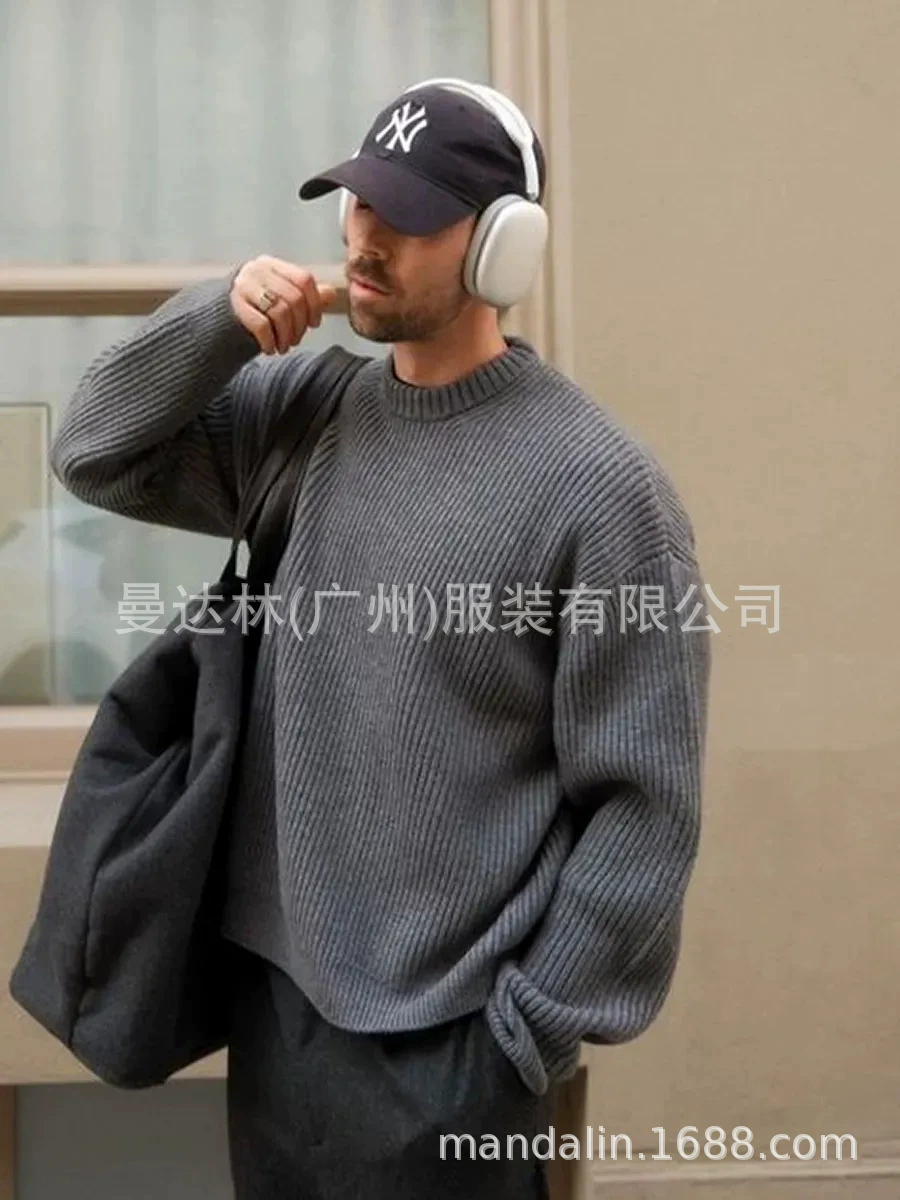 Свитер оверсайз вязаный crew neck loose knitted sweater для мужчин
