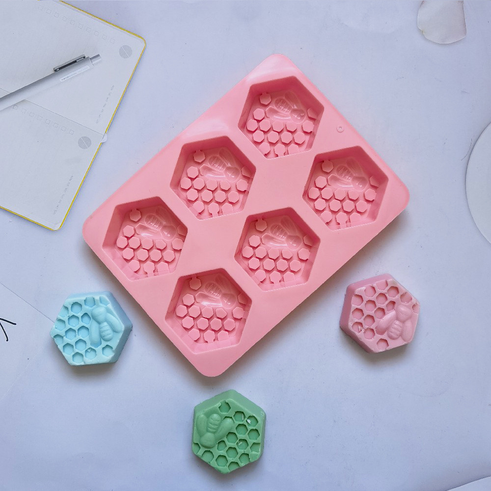 6 jabon de abeja 90 molde de silicona pastel helado pudín postre molde de jabón para utensilios
