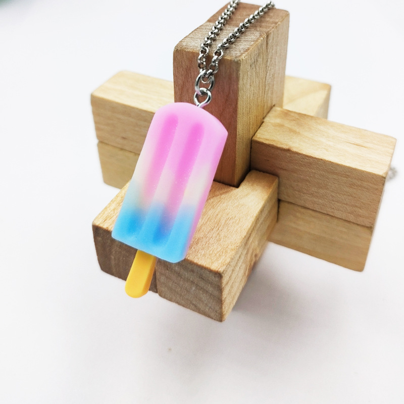 Collar Con Colgante De Helado De Tres Colores Simple display picture 4