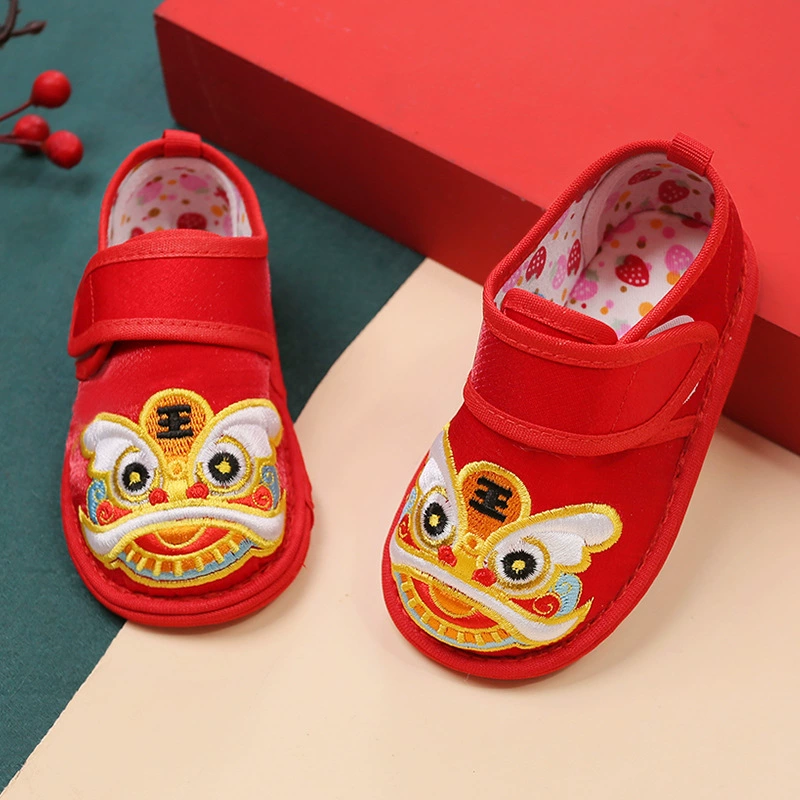 Новая обувь с мягкой подошвой и головой тигра Обувь для Танга Детская обувь Детская детская обувь Обувь для малышей Китайский стиль HTX083
